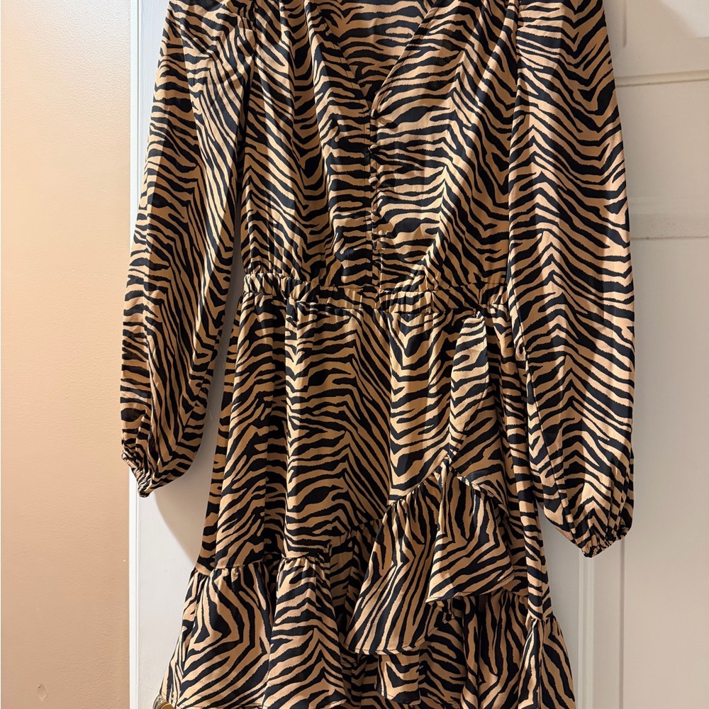 Banana Republic Black and Tan Animal Print Dress